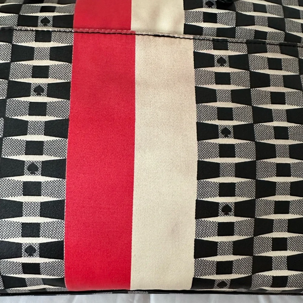 Kate Spade Checkered Laptop Bag with Red Storybook Lining
